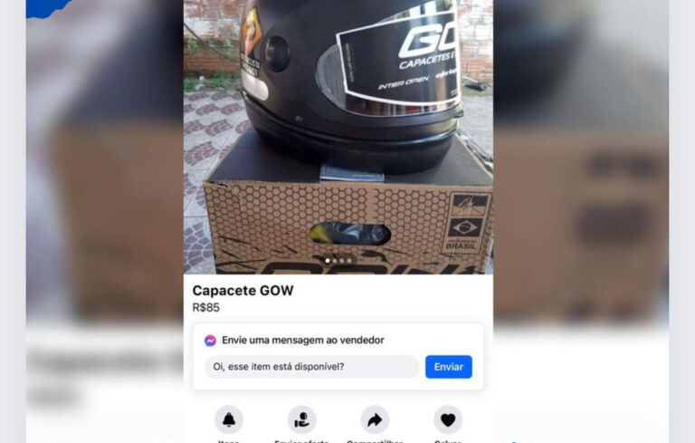 Capacetes doados pelo governo a entregadores e motoboys são vendidos na OLX e Marketplace