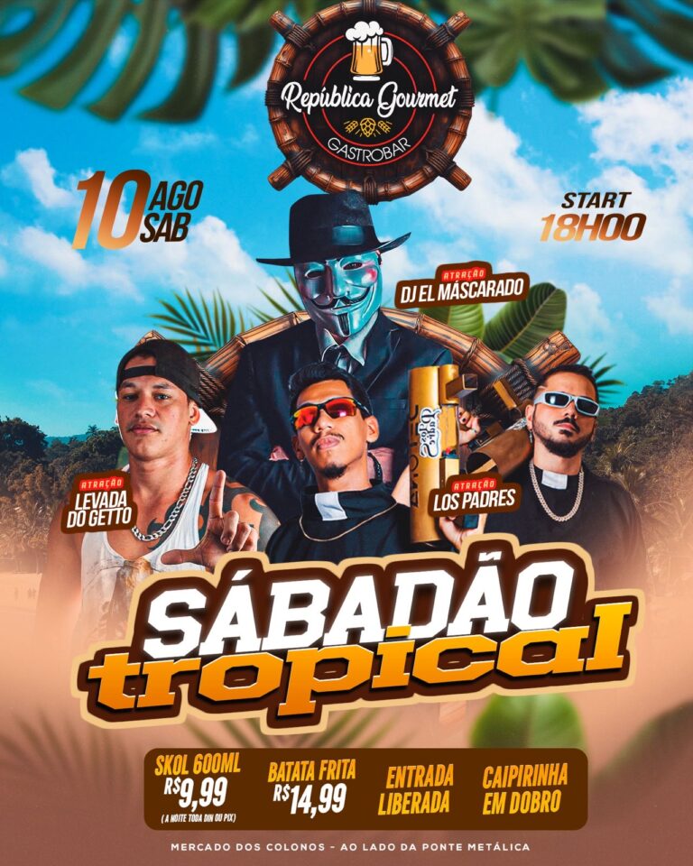 Com entrada liberada, Sabadão Tropical da República Gourmet oferece boa música e caipirinha em dobro