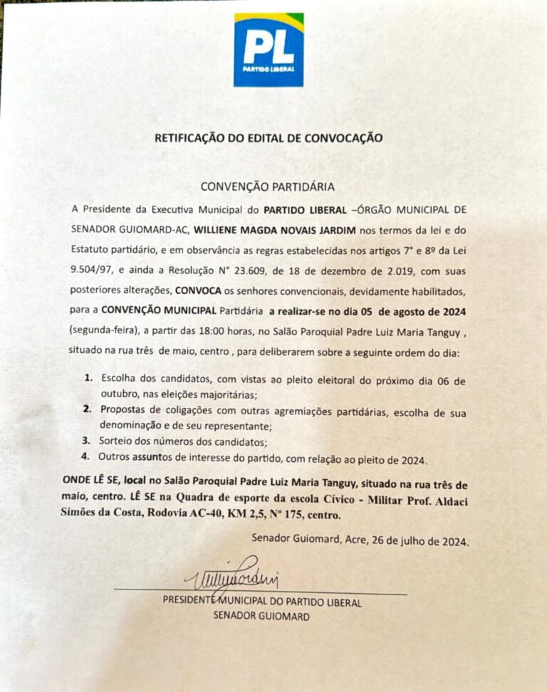 EDITAL DE CONVOCAÇÃO – PL