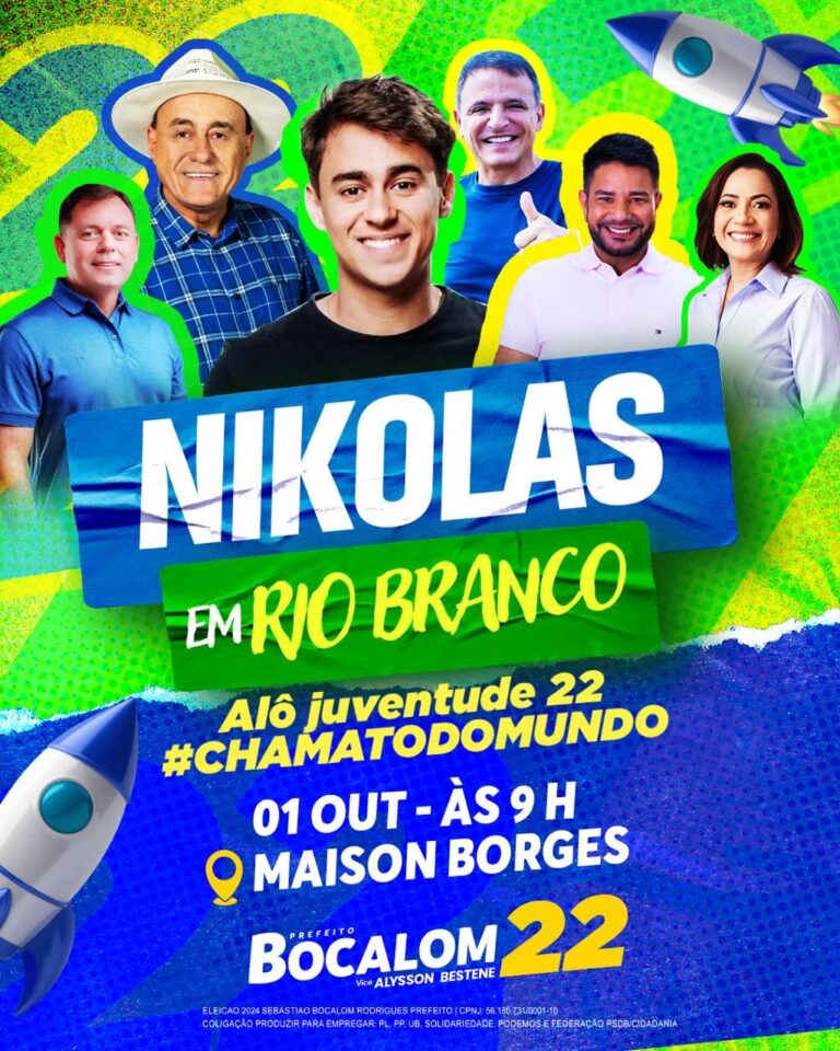Pela primeira vez no Acre, Nikolas Ferreira convida juventude rio-branquense para ato pró-Bocalom nesta terça-feira
