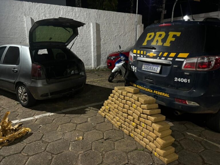 PRF intercepta veículo com 107 kg de maconha após perseguição em alta velocidade em Rio Branco