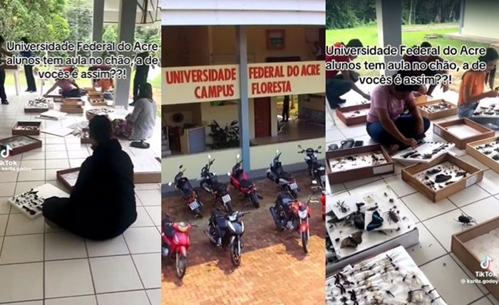 Alunos da Ufac têm aula no chão e professora desabafa: “Faz 17 anos que solicito um laboratório”