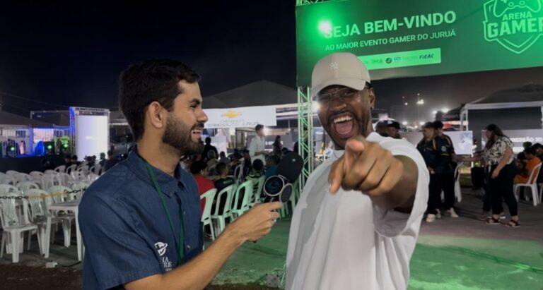 Caíque Brown já está na Expoacre Juruá e comanda narração da Arena Gamer, a maior competição de e-sports do Acre