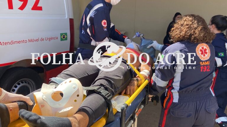 Jovem é entubado após sofrer grave acidente entre moto e bicicleta em Rio Branco