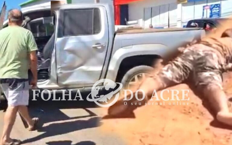Motociclista fica gravemente ferido em colisão de moto com caminhonete no interior do Acre