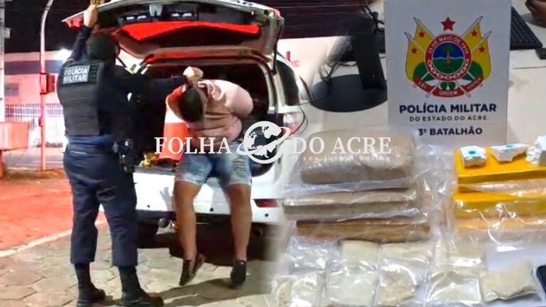 Força Tática do 3º Batalhão prende homem transportando quase 7 kg de drogas em Rio Branco