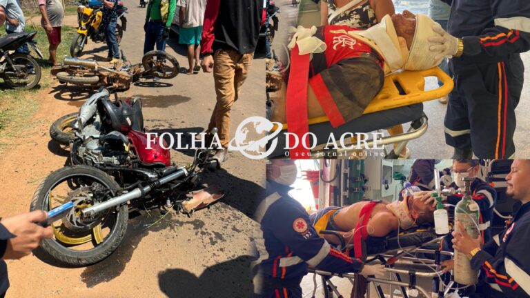 Militar do Exército e trabalhador ficam em estado grave após acidente entre motocicletas no Bujari