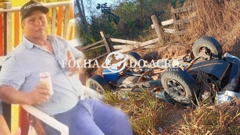 Homem é arremessado para fora do carro e morre após veículo capotar em ramal no interior do Acre