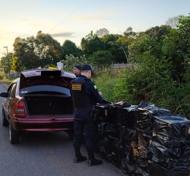 PM intercepta carregamento de contrabando de cigarros no Ramal Novo Horizonte, em Vila Campinas