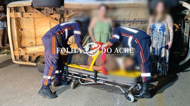 Idoso de 64 anos perde controle de veículo e capota no bairro Manoel Julião, em Rio Branco