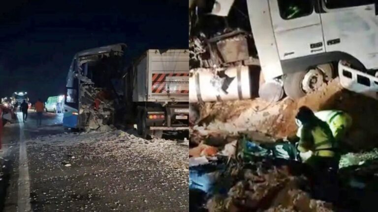 Acidente entre ônibus e carreta deixa 11 mortos e mais de 40 feridos no Mato Grosso