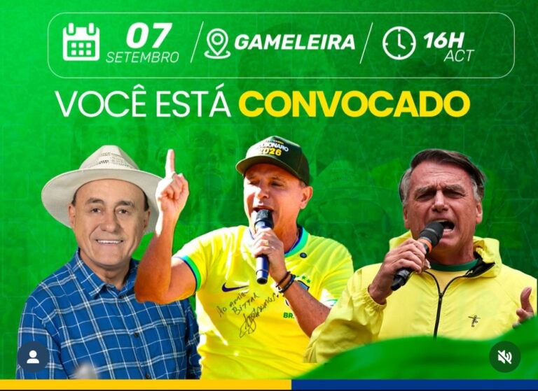Bolsonaristas do Acre convocam apoiadores para protesto “Reaja Brasil” em manifesto contra “tirania, censura e perseguição”