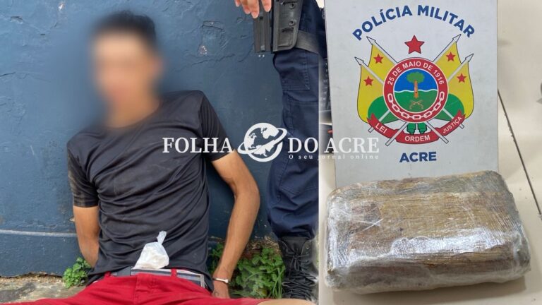 PM prende monitorado da Justiça com mais de 1kg de maconha e cocaína no Segundo Distrito de Rio Branco