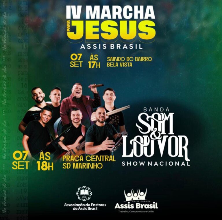 IV Marcha para Jesus reúne fiéis em Assis Brasil com show da banda Som e Louvor