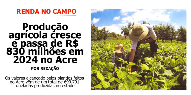 Produção agrícola cresce e passa de R$ 830 milhões em 2024 no Acre