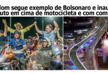 Bocalom segue exemplo de Bolsonaro e inaugura viaduto em cima de moto e com comitiva