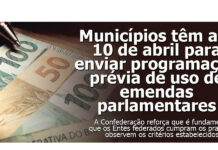 Municípios têm até 10 de abril para enviar programação prévia de uso de emendas parlamentares