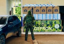 Gefron apreende cerca de 6 mil maços de cigarros contrabandeados e prende suspeito em Capixaba